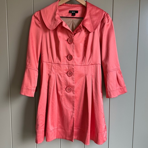 BCX Women’s Bell Sleeve Pink Melon Lightweight 5 Button Jacket size Small - Picture 1 of 12